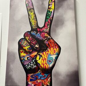 Colorful Graffiti Peace Hand Canvas